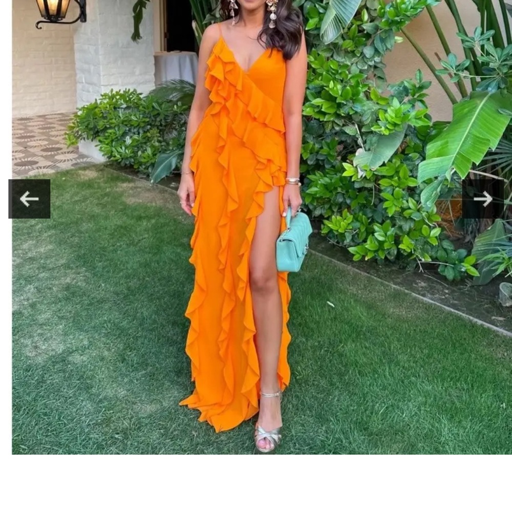 NBD Orange Ruffle Dress